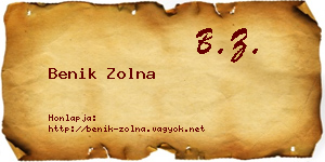 Benik Zolna névjegykártya